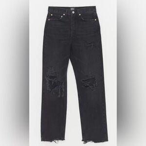 BDG URBAN OUTFITTERS WOMEN’S JEANS BUTTON FLY BLACK DESTROYED RELAX STRAIGHT  26
